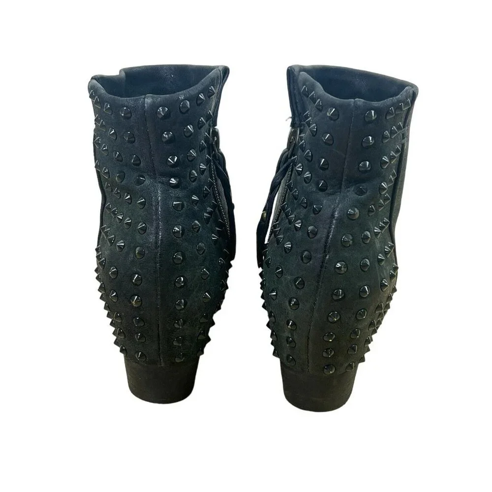 Gentle Souls Fierce black green stud heeled ankle booties womens 6 1/2M - Picture 6 of 10